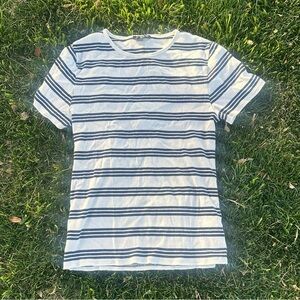 J. Crew short sleeve striped scalloped shirt top white stripes